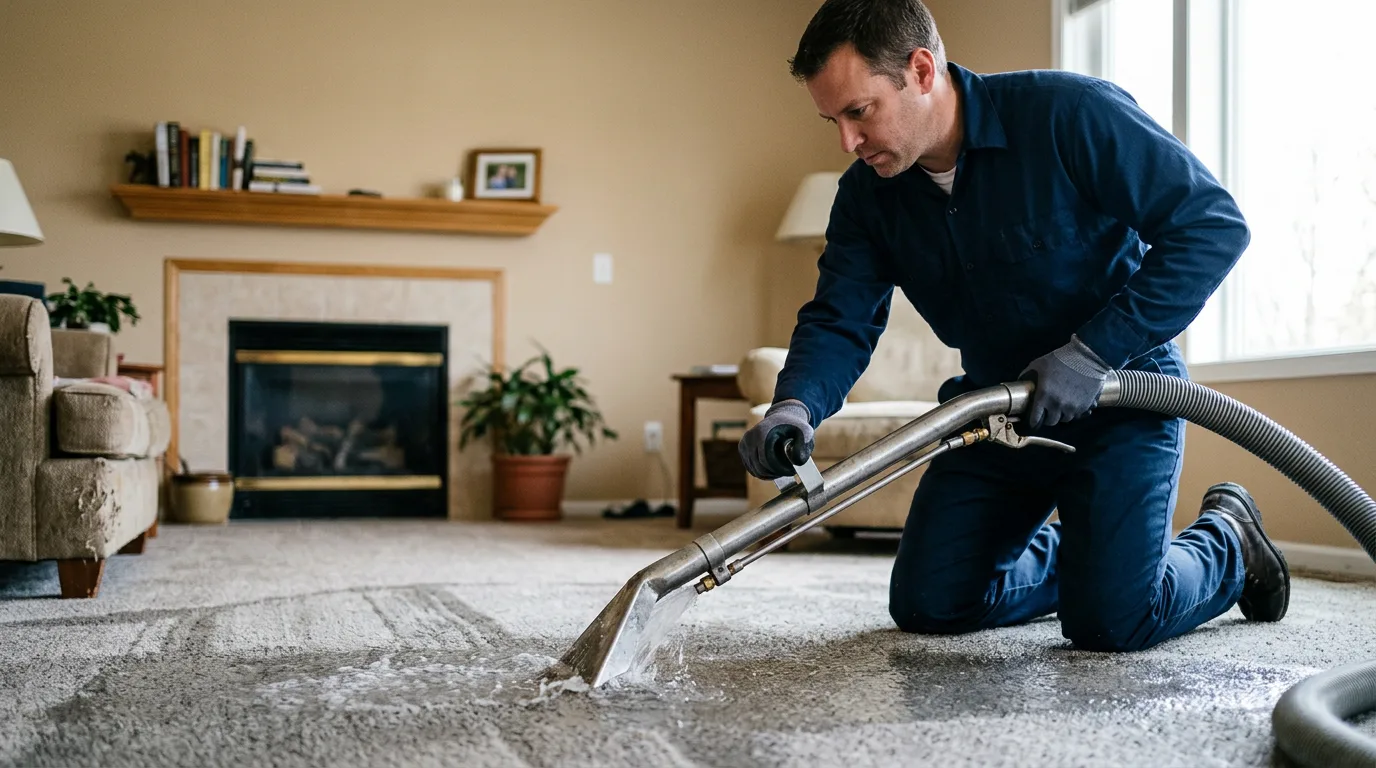 Water damage restoration technician working near Panna Maria, TX